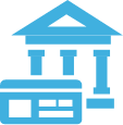 an icon of a building with pillars, which typically represents Bank